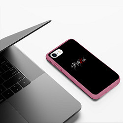 Чехол iPhone 7/8 матовый Stray Kids white logo, цвет: 3D-малиновый — фото 2