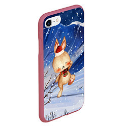 Чехол iPhone 7/8 матовый Зайчик зима, цвет: 3D-малиновый — фото 2
