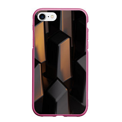 Чехол iPhone 7/8 матовый Абстрактные тёмные геометрические блоки, цвет: 3D-малиновый