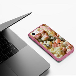 Чехол iPhone 7/8 матовый Салат оливье, цвет: 3D-малиновый — фото 2