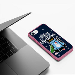 Чехол iPhone 7/8 матовый Котик: merry christmas, цвет: 3D-малиновый — фото 2