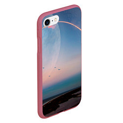 Чехол iPhone 7/8 матовый Космос и планeты, цвет: 3D-малиновый — фото 2