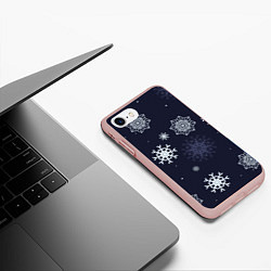 Чехол iPhone 7/8 матовый Снежная ночь, цвет: 3D-светло-розовый — фото 2