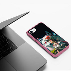 Чехол iPhone 7/8 матовый Princess Mononoke by Studio Ghibli, цвет: 3D-малиновый — фото 2