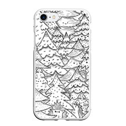Чехол iPhone 7/8 матовый Раскраска ежи в еловом лесу, цвет: 3D-белый