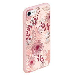 Чехол iPhone 7/8 матовый Floral pattern, цвет: 3D-светло-розовый — фото 2