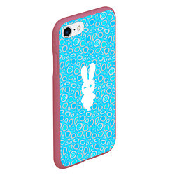 Чехол iPhone 7/8 матовый Белый кролик на голубом - символ 2023, цвет: 3D-малиновый — фото 2