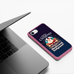 Чехол iPhone 7/8 матовый Любимому бабушке - с Новым годом, цвет: 3D-малиновый — фото 2