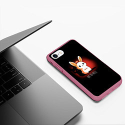 Чехол iPhone 7/8 матовый Кролик чёртик, цвет: 3D-малиновый — фото 2
