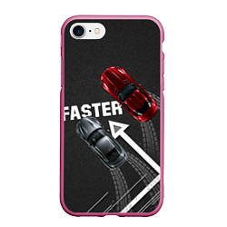 Чехол iPhone 7/8 матовый Faster гонки JDM, цвет: 3D-малиновый