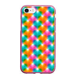 Чехол iPhone 7/8 матовый Светящиеся геометрические сердца, цвет: 3D-малиновый
