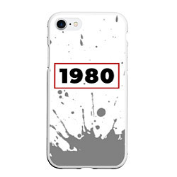 Чехол iPhone 7/8 матовый 1980 - в красной рамке на светлом, цвет: 3D-белый