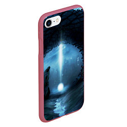 Чехол iPhone 7/8 матовый Тёмная арка и свет в космосе, цвет: 3D-малиновый — фото 2