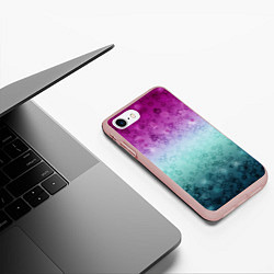 Чехол iPhone 7/8 матовый Градиентный узор звезды розово-бирюзовый, цвет: 3D-светло-розовый — фото 2