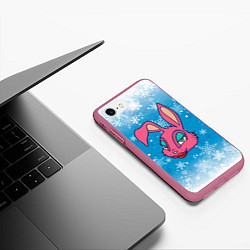 Чехол iPhone 7/8 матовый Розовая зайка, цвет: 3D-малиновый — фото 2