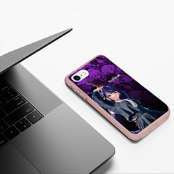 Чехол iPhone 7/8 матовый Сёгун Райден - Геншин паттерн, цвет: 3D-светло-розовый — фото 2