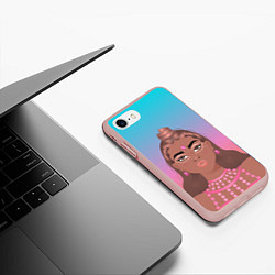Чехол iPhone 7/8 матовый Девушка с фестиваля коачелла, цвет: 3D-светло-розовый — фото 2