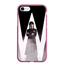 Чехол iPhone 7/8 матовый W wednesday addams, цвет: 3D-малиновый