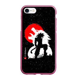 Чехол iPhone 7/8 матовый Dragon Ball красная луна и Гоку, цвет: 3D-малиновый