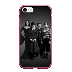 Чехол iPhone 7/8 матовый Аддамс, семейный портрет, цвет: 3D-малиновый