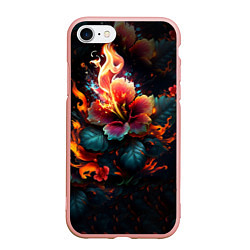 Чехол iPhone 7/8 матовый Огненный цветок на темном фоне