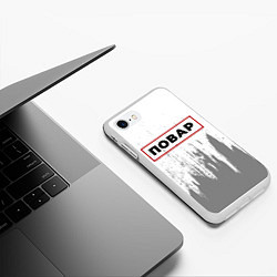 Чехол iPhone 7/8 матовый Повар - в красной рамке на светлом, цвет: 3D-белый — фото 2