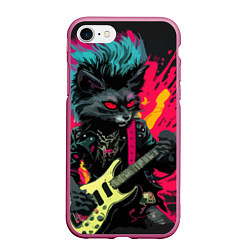 Чехол iPhone 7/8 матовый Rocker Cat on a dark background - C-Cats collectio