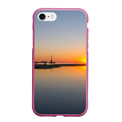 Чехол iPhone 7/8 матовый Санкт-Петербург, закат на Финском заливе