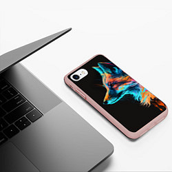 Чехол iPhone 7/8 матовый Лиса красками, цвет: 3D-светло-розовый — фото 2