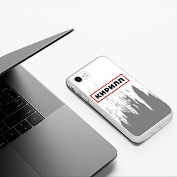 Чехол iPhone 7/8 матовый Кирилл - в красной рамке на светлом, цвет: 3D-белый — фото 2