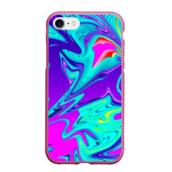 Чехол iPhone 7/8 матовый Неоновые краски разводы, цвет: 3D-малиновый