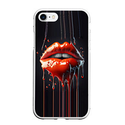 Чехол iPhone 7/8 матовый Сладкие красные губы, цвет: 3D-белый