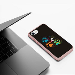 Чехол iPhone 7/8 матовый Кучка лапок, цвет: 3D-светло-розовый — фото 2