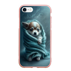Чехол iPhone 7/8 матовый Милый щенок в одеяле, цвет: 3D-светло-розовый