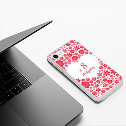 Чехол iPhone 7/8 матовый Сердце из цветов на 8 марта, цвет: 3D-белый — фото 2