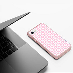 Чехол iPhone 7/8 матовый Pink flower checkers, цвет: 3D-светло-розовый — фото 2
