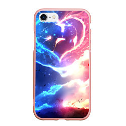 Чехол iPhone 7/8 матовый Сердце и любовная пара, цвет: 3D-светло-розовый