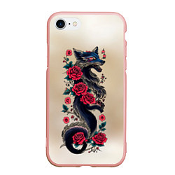 Чехол iPhone 7/8 матовый Irezumi - татуировка лиса в розах