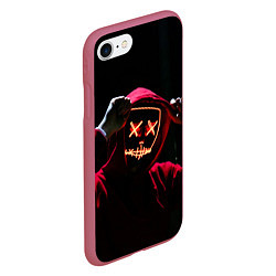 Чехол iPhone 7/8 матовый Красно-оранжевый неоновый анонимус, цвет: 3D-малиновый — фото 2