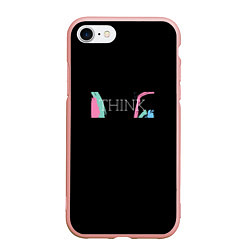 Чехол iPhone 7/8 матовый Надпись think, цвет: 3D-светло-розовый