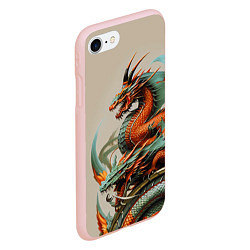 Чехол iPhone 7/8 матовый Japan dragon - irezumi, цвет: 3D-светло-розовый — фото 2
