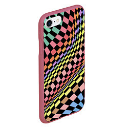 Чехол iPhone 7/8 матовый Colorful avant-garde chess pattern - fashion, цвет: 3D-малиновый — фото 2