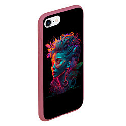 Чехол iPhone 7/8 матовый The Neon Queen, цвет: 3D-малиновый — фото 2