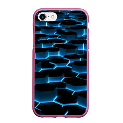 Чехол iPhone 7/8 матовый Неоновая сетка из плит, цвет: 3D-малиновый