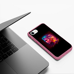 Чехол iPhone 7/8 матовый Неоновая девушка II, цвет: 3D-малиновый — фото 2