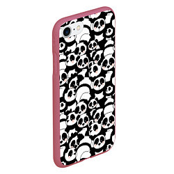 Чехол iPhone 7/8 матовый Чёрно-белые панды, цвет: 3D-малиновый — фото 2