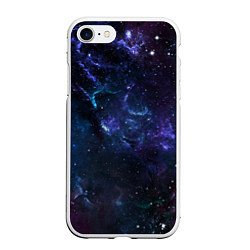 Чехол iPhone 7/8 матовый Сияние галактик Космос, цвет: 3D-белый