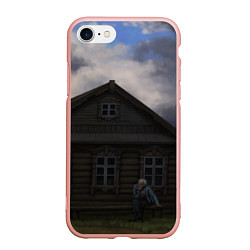 Чехол iPhone 7/8 матовый Старуха у избы, цвет: 3D-светло-розовый