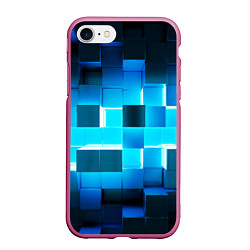 Чехол iPhone 7/8 матовый Неоновые кубы с подсветкой