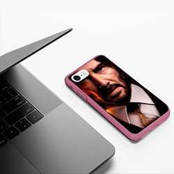 Чехол iPhone 7/8 матовый Джон Уик утекающее время, цвет: 3D-малиновый — фото 2